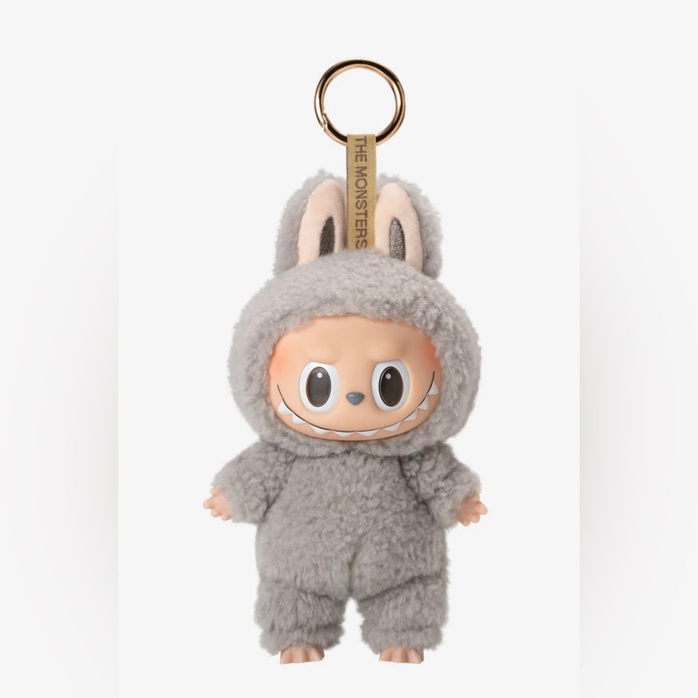 Gray Plush Monster Keychain Toy